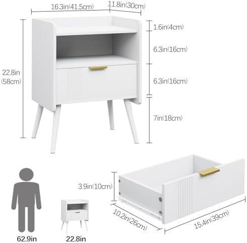 Night Stand Modern End Table with Storage Drawer, Bedside Table for Bedroom - Image 2