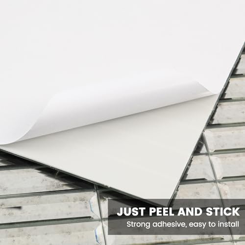 Peel and Stick Mirror Backsplash Strip Tile 12in Light Antique - Image 4