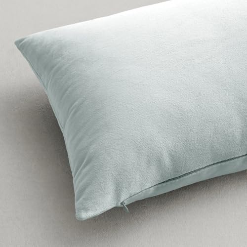 MIULEE Velvet Throw Pillow Covers 16x16 Inch Pack of 2 Light Blue - Image 6