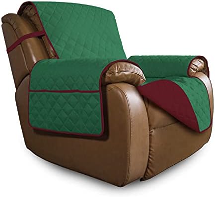 Easy-Going Oversized Recliner Chair Slipcover Reversible Sofa Cover Water Resistant Couch Cover Furniture Protector with Elastic Straps for Pets Dog Cat (Oversized Recliner, Green/Christmas Red) by Easy-Going