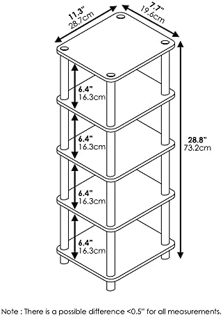 Furinno Turn-N-Tube Toolless 4-Tier Storage Shelves, Espresso - Image 3