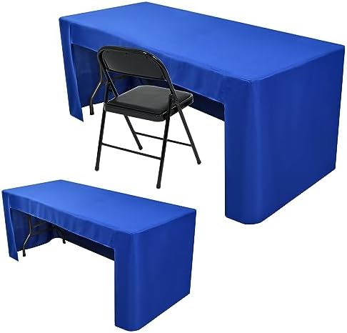 Nasitos 2 Pack Royal Blue 8ft Tablecloth Fitted-Open Back Folding Table Cover Washable and Wrinkle Resistant Rectangular Table Cloth for Trade Show, Book Fair, Career Fair, Convention, Events by Nasitoshomedecor