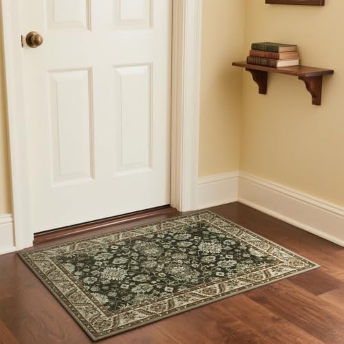 Hanples 2x3 Washable Rugs for Entryway, Vintage Floral Door Mat, Brown - Image 4