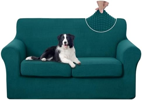 U-NICE HOME 3 Pieces Stretch Loveseat Couch Cover, Blue by U-NICEHOME