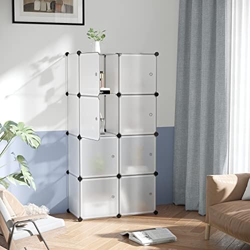 C&AHOME 8-Cube Storage Organizer with Door Cube Shelf Closet Cabinet White - Image 2