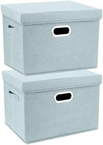 TYEERS Collapsible Storage Bins With Lids, Large Fabric Storage Boxes - 2 Pack - Aqua Spring by StorageOrganization