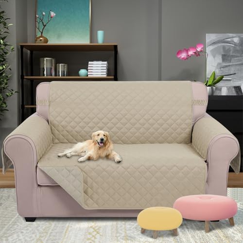 U-NICE HOME Loveseat Sofa Cover for 2 Cushion Couch, Sand/Beige - Image 2