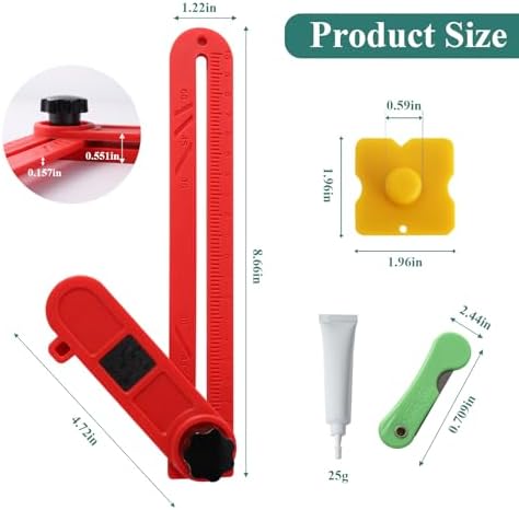 Scriber Marking Line Ruler，EVA Molding Trim Tool Kit, Adjustable Sliding T-Square Rulerwith Angle Adjustment Scale, Includes 1 Repair Paste，5 knivesand a Scrape Plate. - Image 2