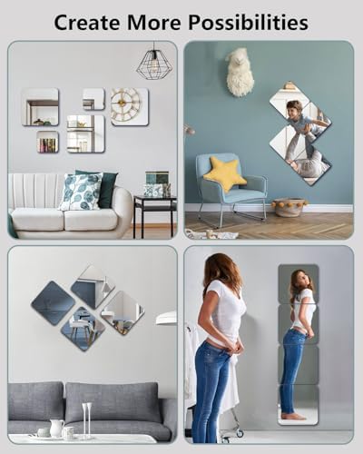 Unbreakable Mirror Tiles Self Adhesive,4PCS 16.05''x12.05'' Toddler Mirror For Classroom Decor,Peel And Stick On Small Mirrors For Wall Decor,Shatterproof Plastic Mirrors Stickers for Kids Decorative - Image 3