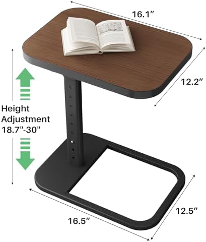 Kitstorack Upgraded TV Tray Table with Panel Lock, 90° Flip-Over Design & Adjustable Height, Sofa Arm Side Table for Eating, Laptop, Couch, Bed, or Small Spaces, Espresso - Image 5