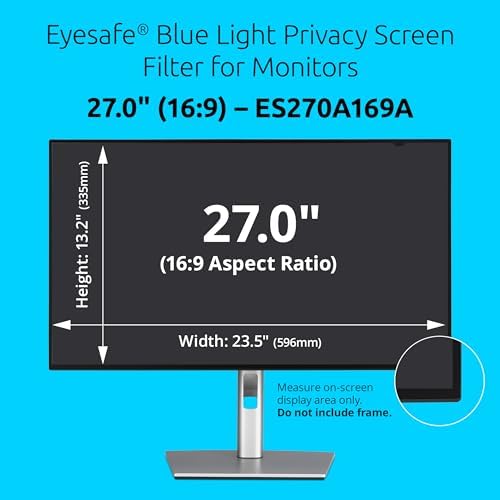 Kensington Eyesafe Privacy Screen for 27 inch 16:9 Widescreen Monitor, PCR Plastic, Blue Light Reduction, Computer Privacy Filter for Desktop, Compatible with LG Samsung Dell, EQ270A169A - Image 2