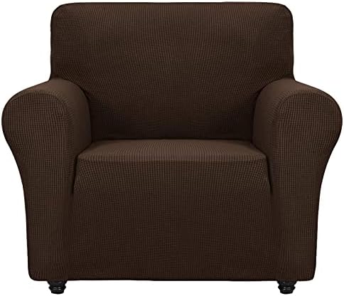 ZNSAYOTX Super Stretch Chair Slipcover Universal Sofa Chair Covers for Living Room Dogs Pet Furniture Protector Spandex Armchair Slipcovers with Anti Slip Foam Sticks (Coffee, Chair) by ZNSAYOTX