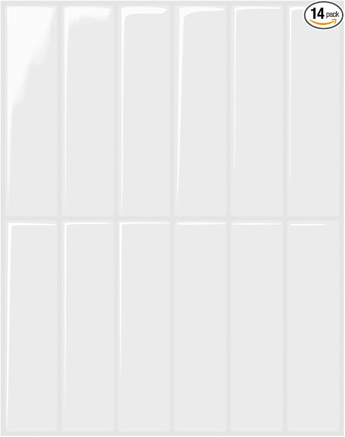 Peel and Stick Backsplash 3D Wall Tiles,Self-Adhesive,Oil Proof,Waterproof, Removable Wall Panels for Kitchen & Bathroom,Modern Design, Easy Install (10.7ft，12x9 inch,14 Pack) (White) by DAGOU