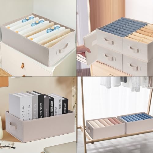 Clothings Collapsible Storage Bins, Foldable Organizers and Storage Baskets Cube Storage Bin for Bedroom Living Room (4 Pack) (Flaxen, 15.4x11.4x5.5inch) - Image 3