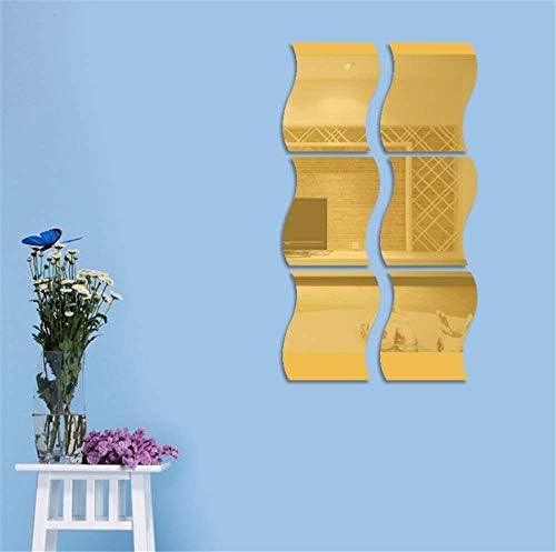 12PCS Wavy Mirror Wall Stickers, Full Length 3D Art DIY Home Decorative Acrylic Sheet Plastic Tiles for Living Room Bedroom Sofa TV Setting Wall Decoration Decor - Image 2