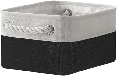 TheWarmHome Storage Bins for Shelves - 12x8x5.2 inch 1 Pack Storage Baskets for Gifts Empty for Closet Organizing Dog Gift Cloth Toy Cubes Box (White & Black) by TheWarmHome