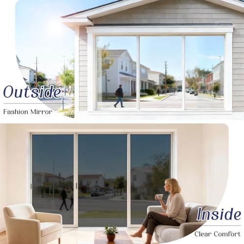 Haton One Way Window Tint for Home with Tools, Black-Silver 35.4" x 78.7" - Image 2