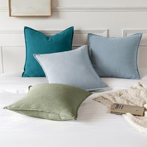 MIULEE Decorative Linen Pillow Covers 18x18 Inch Sage Green - Image 5