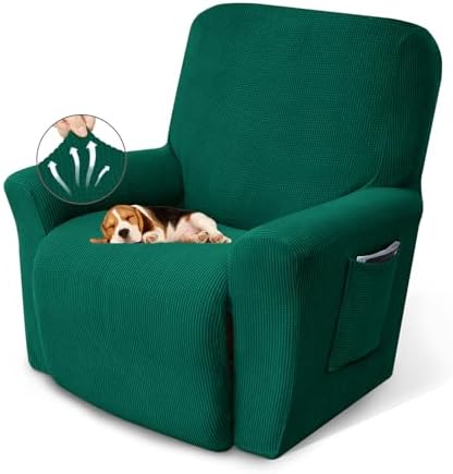 KEKUOU Recliner Chair Covers, 1-Piece Lazy Boy Recliner Covers, Dark Green by KEKUOU
