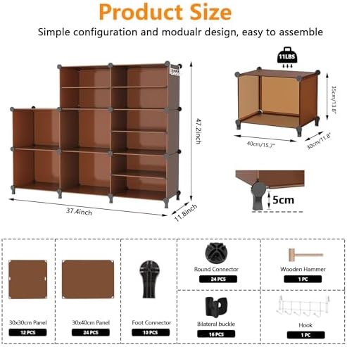 AWTATOS Closet Organizer 8 Cube Storage Shelves, Cocoa Brown - Image 3