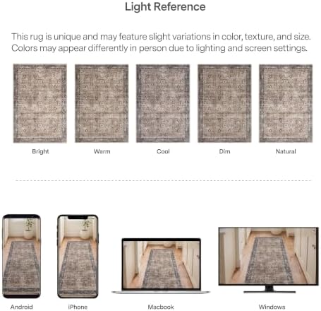 ReaLife Rugs Machine Washable Area Rug - Living Room Bedroom Bathroom Kitchen Entryway Office - Padded Low Pile Stain Resistant Premium - Boho Farmhouse Vintage - Dua - Brown Gray Beige 2'6" x 6' - Image 6