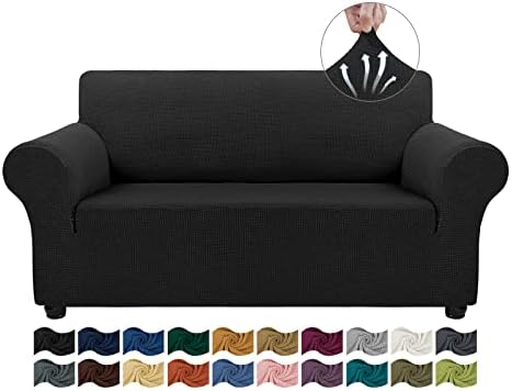 Asnomy Stretch Couch Covers Washable,loveseat Cover Slipcovers,Black by Asnomy