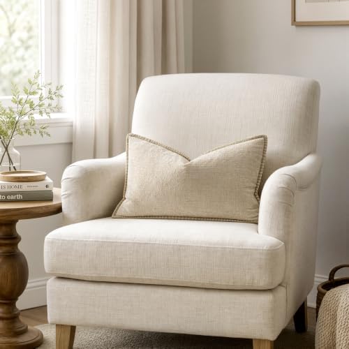 MIULEE Decorative Lumbar Throw Pillow Covers 12x20 Inch Beige 2 Pack - Image 4