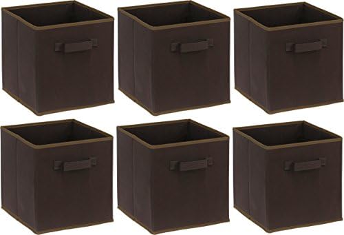 Simple Houseware Foldable Cube Storage Bins, 11-Inch Brown, 6-Pack Fabric Cubes Organizer for Closet or Shelves - Image 2
