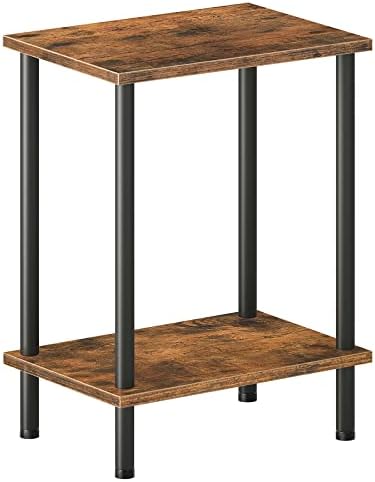 HOOBRO End Table, Small Side Table, Nightstand with 2-Layer Storage Shelves, Sofa Table for Small Spaces, Living Room, Bedroom, Stable Frame, Easy Assembly, Rustic Brown BF09BZ01 by HOOBRO
