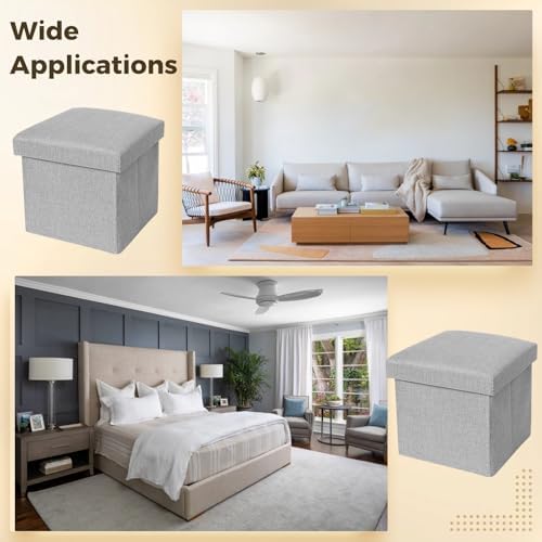 2 Pcs Collapsible Storage Boxes with, Multi-Functional Storage Box, Ideal for Cloths, Toys, Photos, Keepsakes, Greeting Cards, Grey, 10 Inch - Image 5