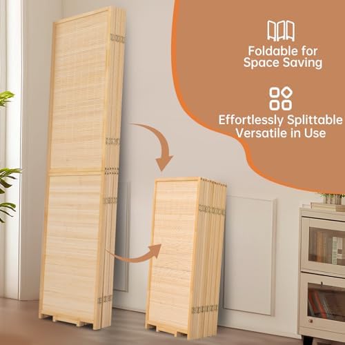Room Divider Folding Privacy Screens,Hand-Made Natural Bamboo Room Dividers - Image 4