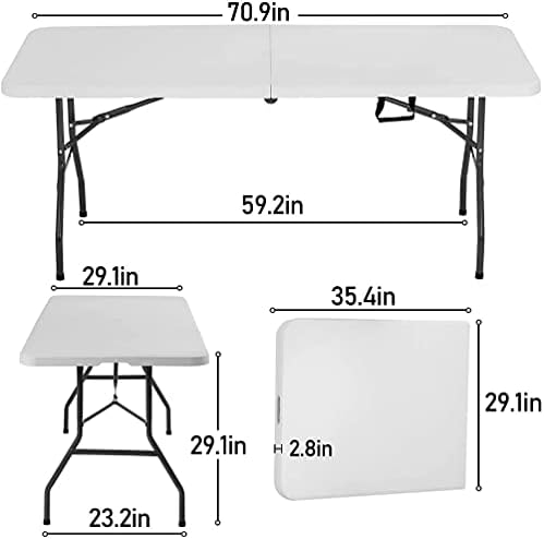 FDW | 6FT Folding Table | White | Portable Plastic Table - Image 3