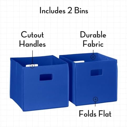 RiverRidge Folding Storage Bins - 2-pack of 10in Tall Blue Cubes - Image 4