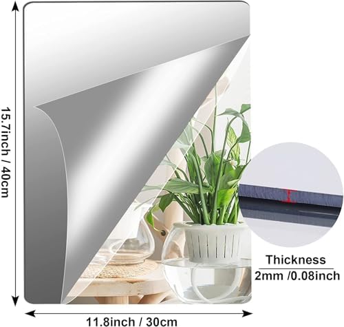 JUNEBRUSHS 4 Pack Self Adhesive Acrylic Mirrors, 12x 16 Inch Mirrors Tiles,Flexible Plastic Sheets Wall Stickers,2MM Thick Mirror,Frameless Small Mirror - Image 2