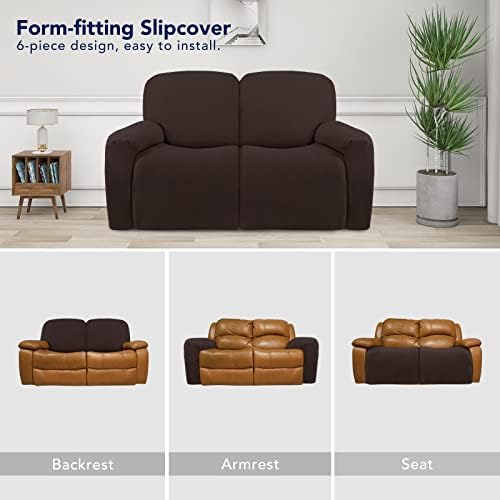 PureFit Super Stretch Loveseat Recliner Sofa Couch Cover with Pocket - Image 4