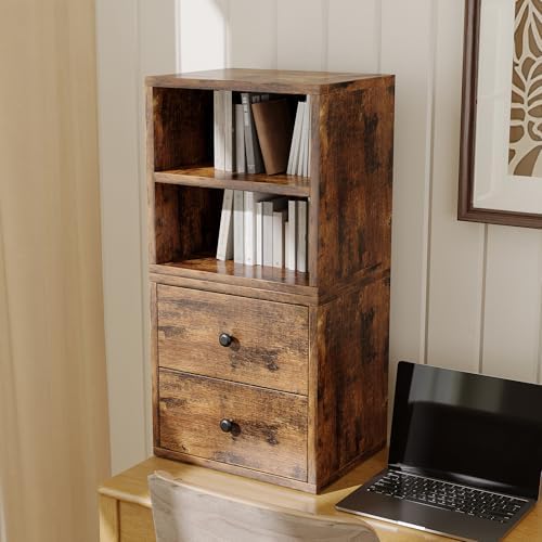 FUSUNBAO Magic DIY Cube Storage Organizer Stackable Cubes for Home Books Clothes Toy-Modular Cubby Storage System-Office Cubical-Bookcase Closet (Antique Brown, Drawer Cube) - Image 6