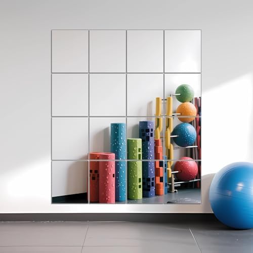 Ruomeng Home Gym Mirrors 14" x 12" x 16Pcs Wall Mounted Mirror Glass Frameless Full Length Mirror Tiles for Home Gym, Bedroom, Door & Bathroom - Image 2
