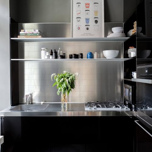 Vamos Tile 100-Piece Peel and Stick Backsplash Seamless Tile,3''x6'' Brushed Stainless Steel Metal Subway Tile,Stick on Backsplash for Kitchen/Bathroom/Laundry Room - Image 2