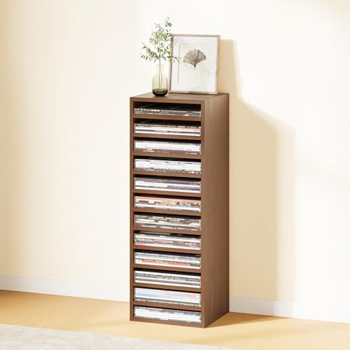 IOTXY DIY Modular Cubby Bookcase - Stackable 12-Cube Open Bookshelf, Walnut - Image 6