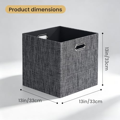 Posprica Fabric Storage Cubes,13×13×13 cube storage bins, Foldable Drawers Baskets Containers for Shelf Cabinet Bookcase,Thick and Heavy Duty (4pcs, Black) - Image 3