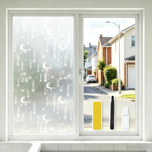 Meteor Shower Privacy Window Film, Sparkle Frosted Static Cling 17.5"x78.7" by Ohhvvow