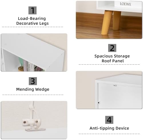 YAHARBO 8 Cube White Bookshelf,3 Tier Book Shelf with Legs,Modern Minimalist Bookcase,Open Book Shelves Storage Organizer,Frees Standing Wooden Display Bookcases for Small Space,Bedroom,Living Room - Image 6