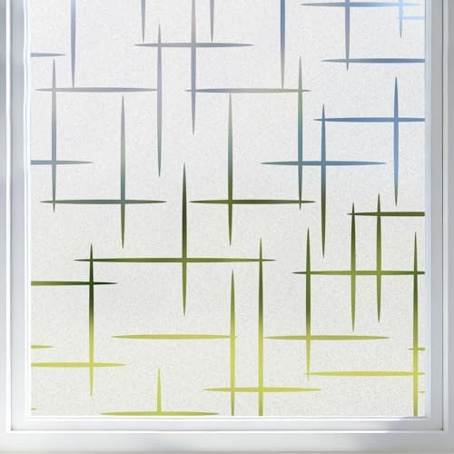 Finnez Window Privacy Film, Frosted Cross Window Cling, 11.8″ x 78.7″ by FINNEZ