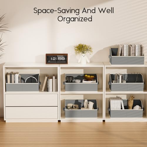 Homsorout Large Closet Organizers and Storage Bins - 6 Pack Trapezoid Storage Baskets for Shelves, Foldable Fabric Baskets with Handles Ideal for Closet, Basket, Wardrobe and Shelf Storage, Grey - Image 7
