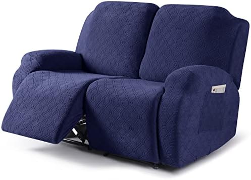 VANSOFY Stretch Recliner Loveseat Cover, Slipcover, Navy Blue, 2 Seater by VANSOFYFURNITURECOVERS