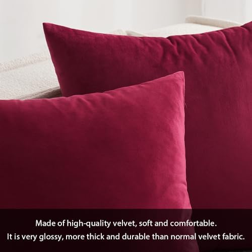 MIULEE 12x20 Inch Lumbar Velvet Throw Pillow Covers Wine Red - Image 2