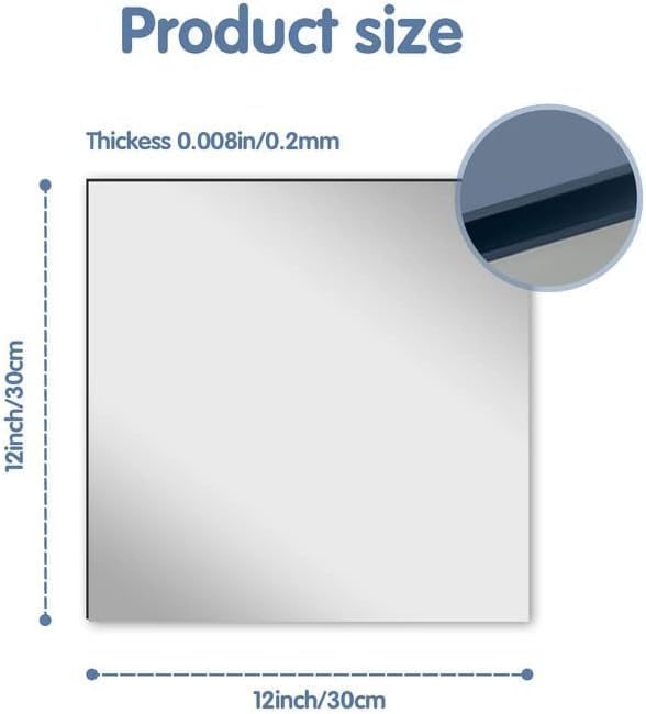 12 Pcs Flexible Mirror Sheets Stickers, Non Glass Safety Reflective Mirror, 12 x 12 in Self Adhesive Square Cuttable Mirror Wall Stickers for DIY Craft Home Wall Decoration - Image 2