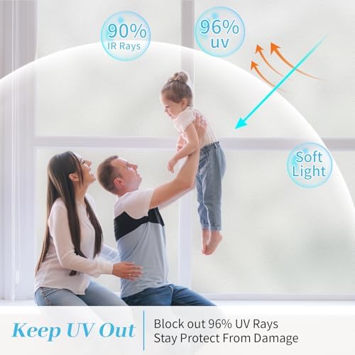 Bloss Frosted Window Privacy Film with Installation Tools,Heat Control UV Blocking Static Cling Windows Films, Bathroom Decorative Film for Home Office Glass Door,23.6 x 118 inches - Image 2