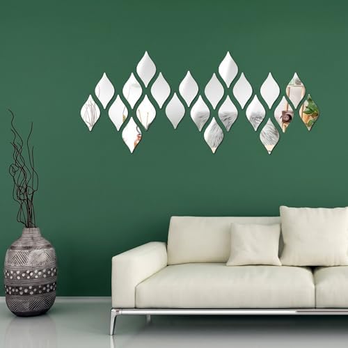 Weysat 30 Pcs Mirror Decals 3D Tear Drop Acrylic Wall Sticker Decor, Silver by Weysat