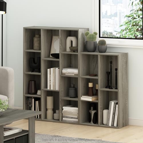 Furinno LUDER Book Shelf, 5-Cube Bookshelf, Reversible Bookcase, 9.4 x 19.5 x 31.5, Easy Assembly, for Living Room, Bedroom, Home Office, French Oak - Image 2